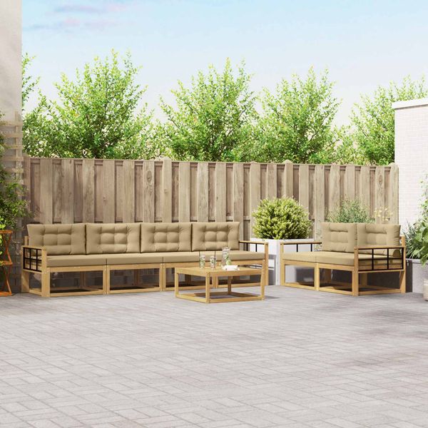 vidaXL Outdoor-Sofagarnitur mit Kissen 6 pcs Weiß und Beige 3386107