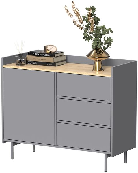 Kommode Velina Grau 100 x 82 cm mit 3 Schubladen und 1 Tür Vicco Bild 5