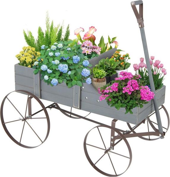 KOMFOTTEU Blumenständer Blumenwagen, 2 separate Blumenregale,Tragkraft 15kg