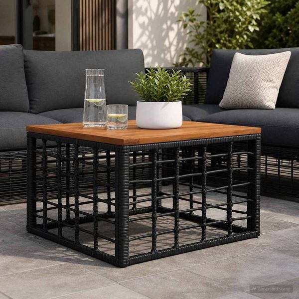 vidaXL Gartentisch Schwarz und Natur 55 x 55 x 37 cm 42035139