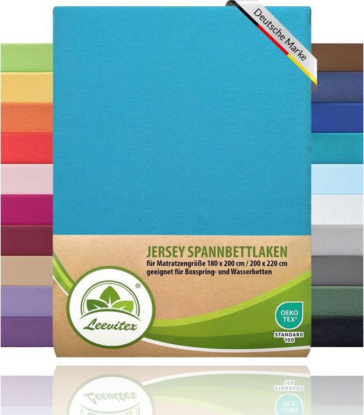 leevitex® Spannbettlaken für Boxspringbetten & Wasserbetten - Spannbetttuch 170 g/m², Gummizug: rundum, 100% Mako-Baumwolle, sehr robust, 180x200 – 200x220 cm + 40 cm Steg