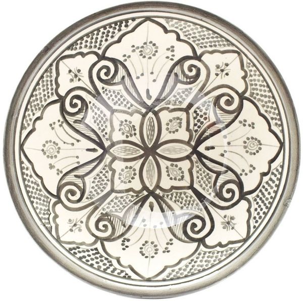 Marrakesch Orient & Mediterran Interior Snackschale Orientalische Keramikschale Schale Liyah Grau - 25cm -, Keramik, (1-tlg), Handarbeit