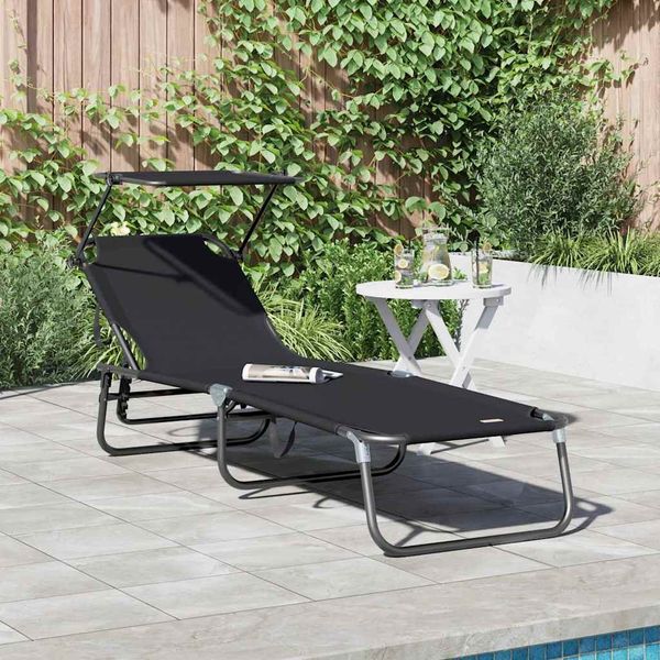 vidaXL Klappbare Sonnenliege Schwarz 190 x 57 x 81 cm Oxford 42003129