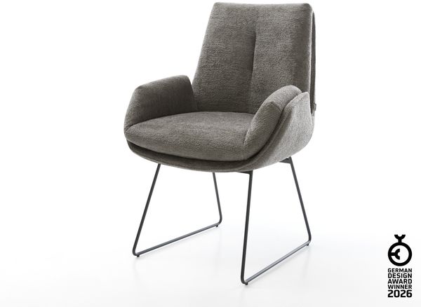 Esszimmerstuhl Clea-Flex Bouclé Soft Schlamm Kufengestell Schwarz