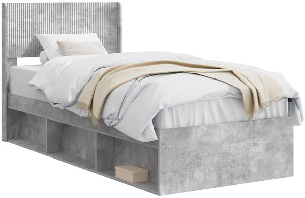 vidaXL Bettgestell mit Stauraum und Kopfteil Betongrau 100 x 200 cm 3414246 Bild 2