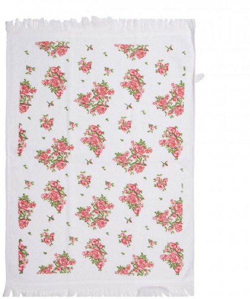 Clayre & Eef Gästehandtuch Blumenherz Hortensien Rosen, Baumwolle (mit Aufhängeschlaufe, 1-St), ca. 40x66 cm
