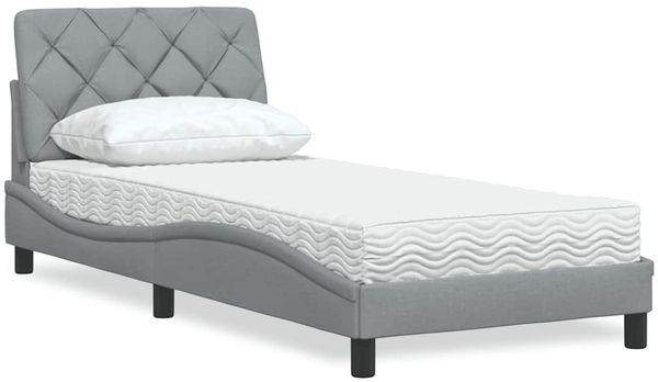 vidaXL Bett mit Matratze Hellgrau 90x200 cm Stoff 3310713