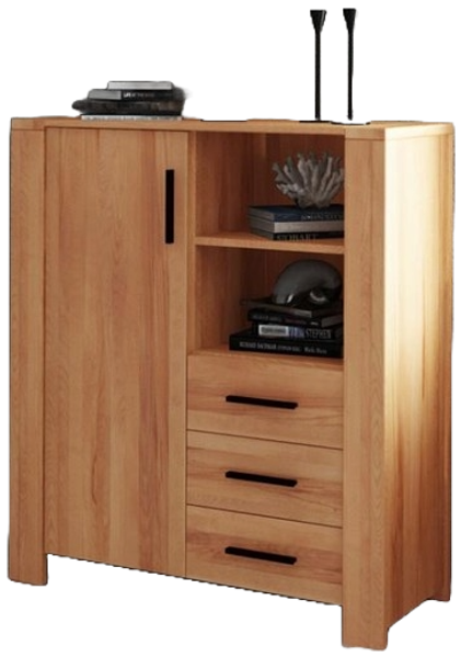 Kommode Lubic aus Kernbuche massiv 111x45x128 mit 1 Tür 3 Schubladen 2 Fächern