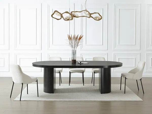 Vente-unique - SIDRINA Esstisch Holz, Platte Schwarz - B 120 cm x H 76 cm x L 240 cm180 cm120 cm