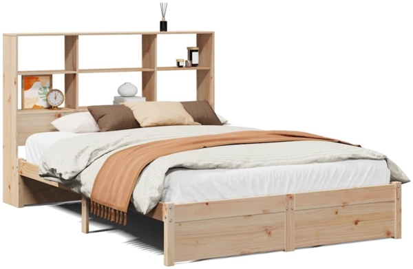 vidaXL Massivholzbett mit Regal ohne Matratze 140x190 cm Kiefernholz 3322385