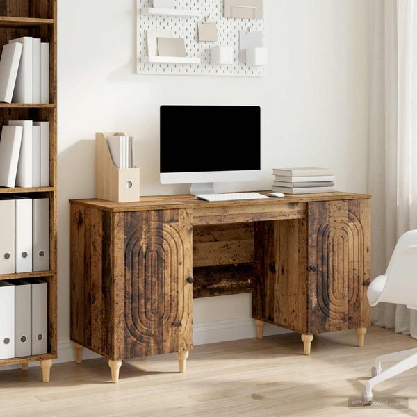 vidaXL Schreibtisch mit Regal Altholz 142,5 x 50 x 75 cm Holzwerkstoff 3414583