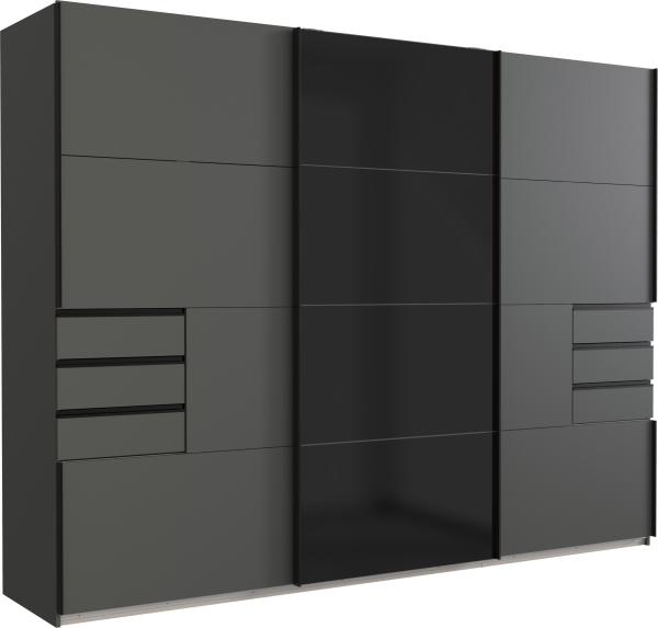 Schwebetürenschrank >BARCELONA< (BxH: 270x208 cm) in GRPAHIT + GLAS SCHWARZ