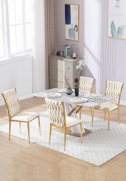 Woltu Polsterstuhl (4 St), Samt Stühle Esszimmer, Esszimmerstühle, hohe Rückenlehne Metallbeine