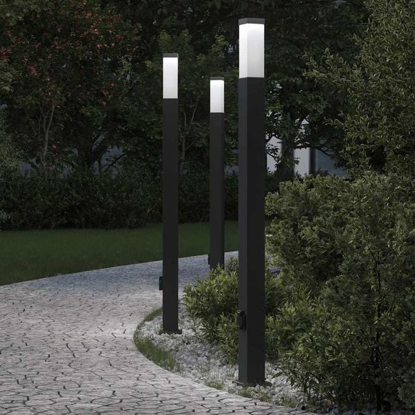 vidaXL Pollerleuchten mit Steckdose 3 Stk. 110 cm Schwarz IP44 4006088