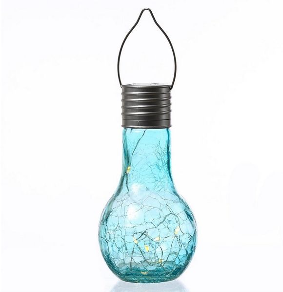 MARELIDA LED Solarleuchte LED Solar Glühbirne Crackle Bruchglas m.Lichterkette für Garten Balkon, LED Classic, warmweiß (2100K bis 3000K)