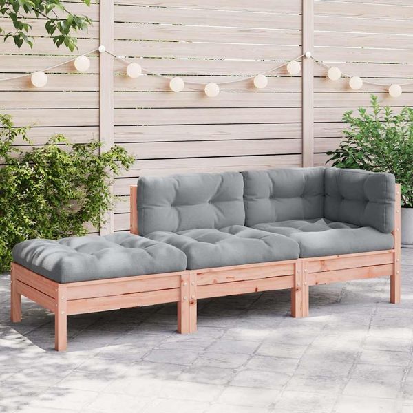 vidaXL Gartensofa mit Kissen und Hocker 3-Sitzer 838175