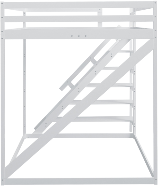 High Loft Hochbett Weiß 140x200 Massivkiefer 150kg Tragkraft Sicherheitsgeländer Lattenrost Stauraum Leiter Platzsparend Kinderzimmer Teenagerzimmer Gästezimmer Arbeitsbereich Bild 10