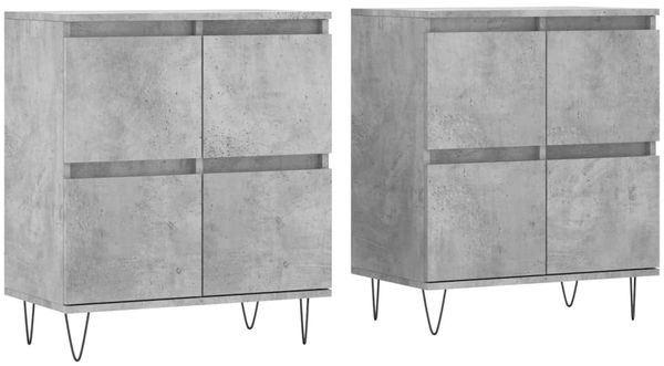 2 Stk. Sideboards, Kommoden Betongrau Holzwerkstoff j3481p