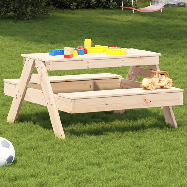 Gartentische, Picknicktisch für Kinder 88 x 97 x 52 cm Massivholz Kiefer