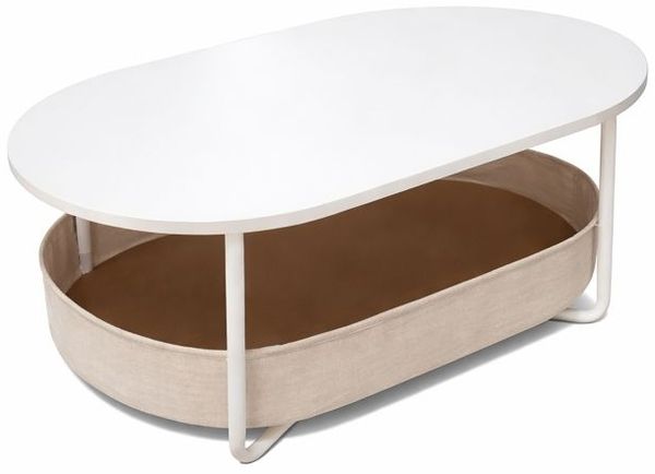 Relaxdays Ovaler Couchtisch mit Stauraum