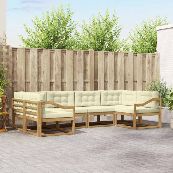 vidaXL Outdoor-Sofagarnitur mit Kissen 6 pcs Weiß und Creme 3386949