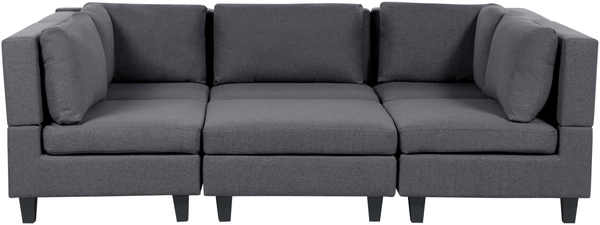 Beliani 'Unstad' Sofa, Dunkelgrau, Leinenoptik, 72 x 76 x 228 cm, mit Ottomane, U-Form