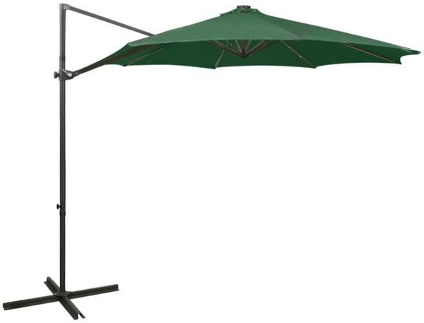 Sonnenschirm, Ampelschirm, Gartenschirm mit LED-Beleuchtung 300 cm Grün