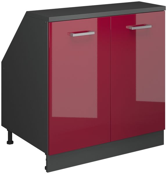 Dachschrägenschrank Rion Rot Hochglanz 80 x 81.6 cm mit 2 Türen, Schrankkorpus 60 cm Tiefe Vicco