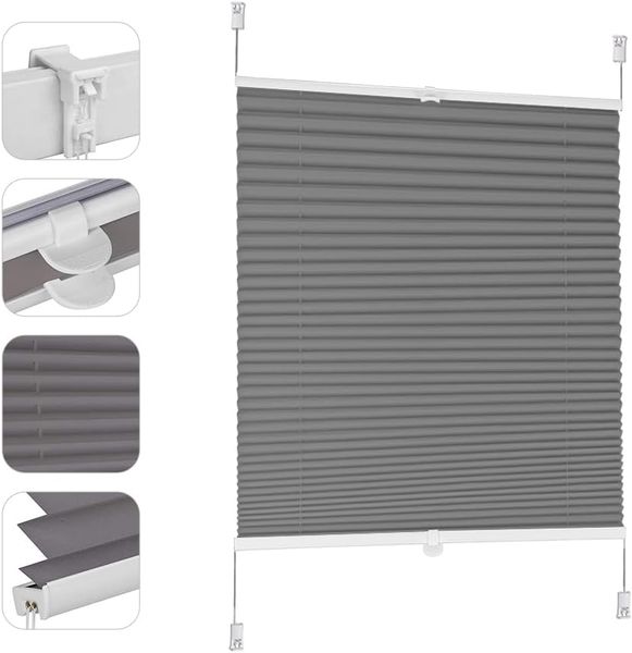 Sekey Plissee Faltrollo Klemmfix ohne Bohren Dunkelgrau 45x130 cm