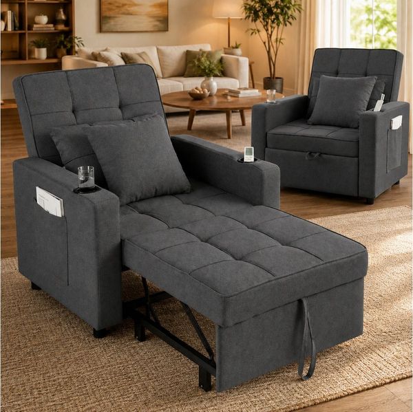 Makika Relaxliege Schlafsessel Schlafsofa Couch Tommy klappbar in Dunkelgrau
