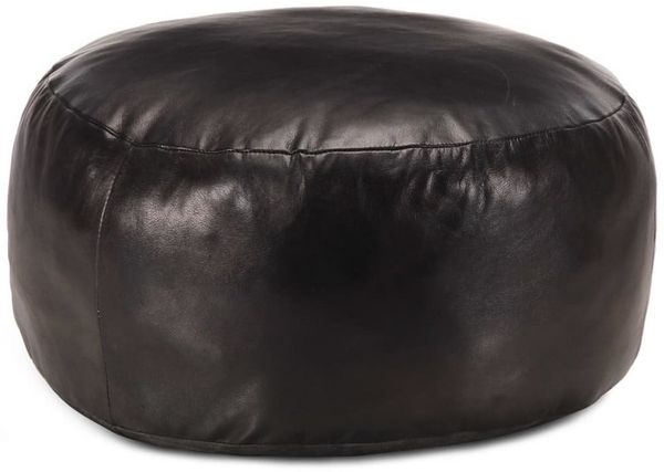 vidaXL Pouf Schwarz 60 x 30 cm Echtes Ziegenleder 248140