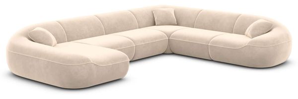 XXL Samtstoff Wohnlandschaft Solmare - Samtstoff - creme - Links
