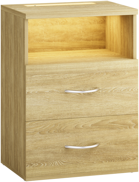 CASARIA® Nachttisch 2er Set mit Schubladen & Beleuchtung Eiche Bild 7