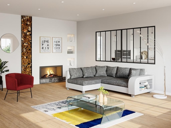 Vente-unique - Couchtisch mit Glas Design - Transparent & Schwarz - KELLY Bild 2