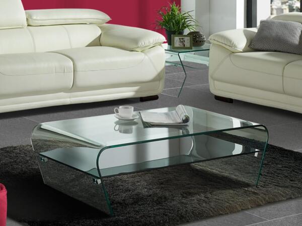 Vente-unique - Couchtisch mit Glas Design - Transparent & Schwarz - KELLY Bild 3