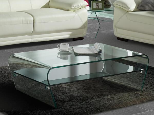 Vente-unique - Couchtisch mit Glas Design - Transparent & Schwarz - KELLY Bild 5