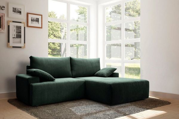 exxpo - sofa fashion Ecksofa Orinoko, aktuelles Design und hoher Sitzkomfort, L-Form, inkl. Bettfunktion und Bettkasten, schöne Farben im angesagten Cord