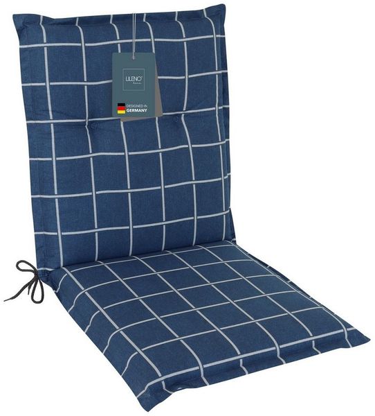 LILENO HOME Polsterauflage Niedriglehner, bequeme Sitzauflage für Gartenstühle, Stuhlkissen, (1 St, 1er Set), Gartenstuhl Auflage in Yacht-Karo Dunkelblau, Sitzpolster waschbar