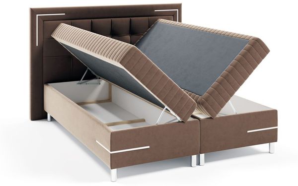 Boxspringbett Schlafzimmerbett 120x200cm AMORE Nr. 2 Altrosa inkl. LED-Beleuchtung Bild 2
