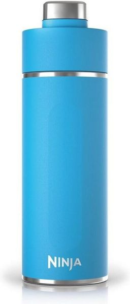 Ninja Thirsti Wasserflasche, Thermobecher to go, 530 ml, auslaufsicherer Deckel, für kohlensäurehaltige, heiße & kalte Getränke, dreifach isolierte Reiseflasche, Edelstahl, Tropenblau, DW1801EUUKSB