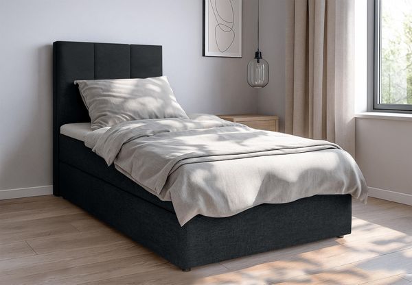 AX LIVING Boxbett Merea Boxspringbett Schwarz mit Bettkasten 120x200 cm