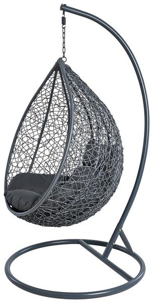 Polyrattan Hängesessel Hängekorb mit Gestell Rattan Hängestuhl Sessel Anthrazit Bild 4