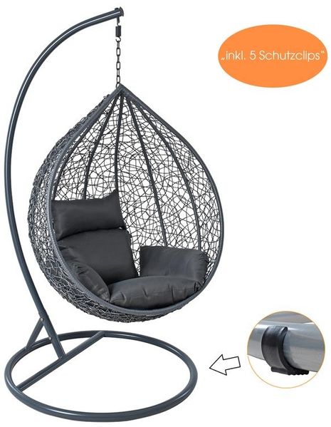 Polyrattan Hängesessel Hängekorb mit Gestell Rattan Hängestuhl Sessel Anthrazit Bild 2
