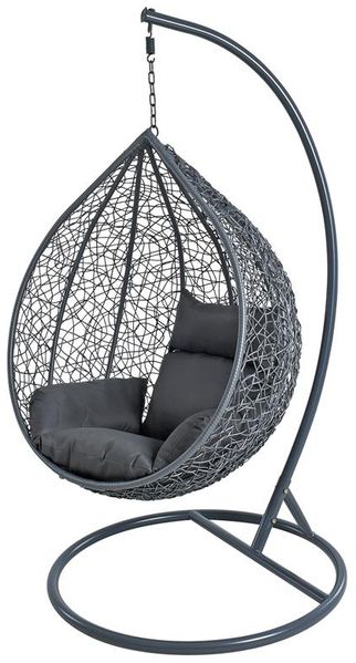 Polyrattan Hängesessel Hängekorb mit Gestell Rattan Hängestuhl Sessel Anthrazit Bild 12