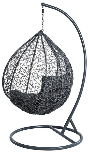 Polyrattan Hängesessel Hängekorb mit Gestell Rattan Hängestuhl Sessel Anthrazit Bild 3