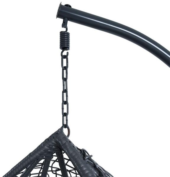Polyrattan Hängesessel Hängekorb mit Gestell Rattan Hängestuhl Sessel Anthrazit Bild 7