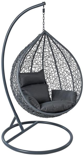 Polyrattan Hängesessel Hängekorb mit Gestell Rattan Hängestuhl Sessel Anthrazit Bild 11