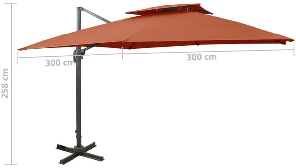 Sonnenschirm rechteckig LOTI 300cm Terrakotta UV-Schutz, Kippbar, Kurbelsystem Ampelschirm rechteckig Freiarm Sonnenschirm 300 cm Kurbelschirm Standschirm Sonnenschutz Gartenschirm Bild 6