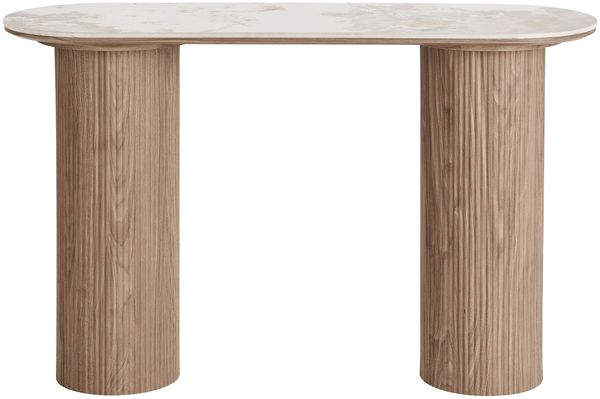 Konsole >Athens< in weiss / Dunkelbraun, Keramik, MDF, Dekor - 120x78x40 (BxHxT)