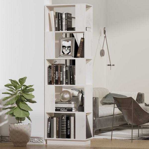 vidaXL Bücherregal/Raumteiler Weiß 51x25x163,5 cm Massivholz Kiefer 814045